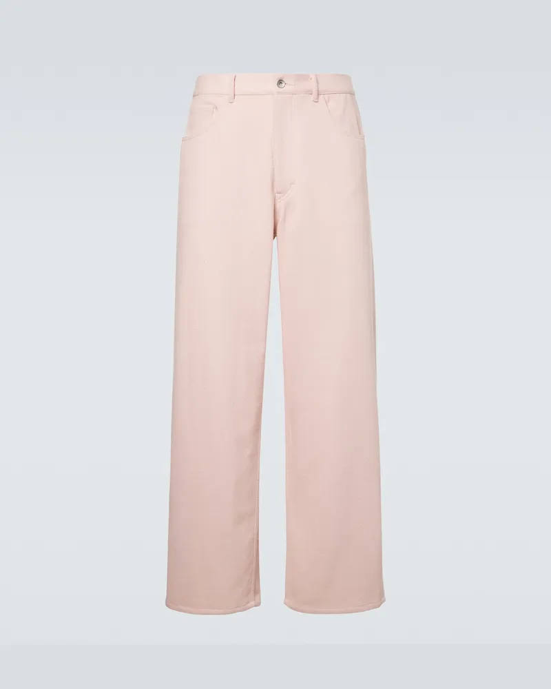AURALEE Pantaloni a gamba larga in denim di seta Rosa