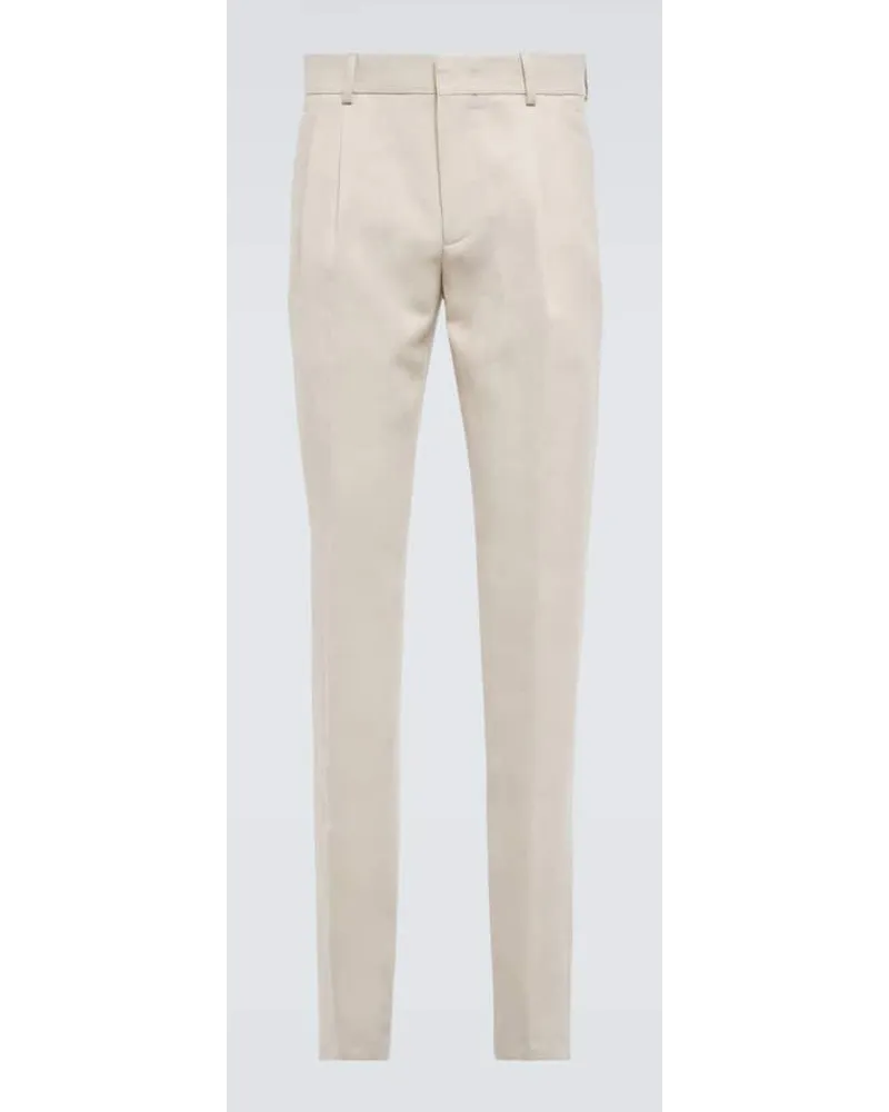 Loro Piana Pantaloni slim in lino Bianco