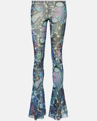 Jean Paul Gaultier Pantaloni flared Papillon in jersey Blu