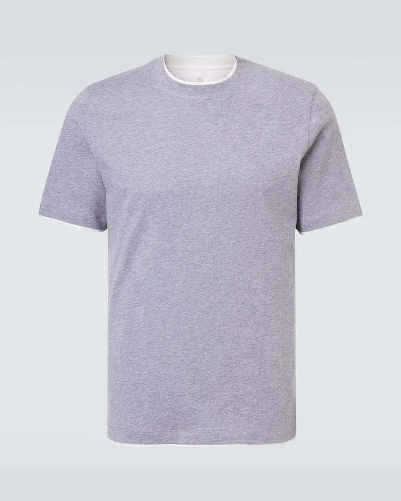 Brunello Cucinelli T-shirt in jersey di cotone Grigio