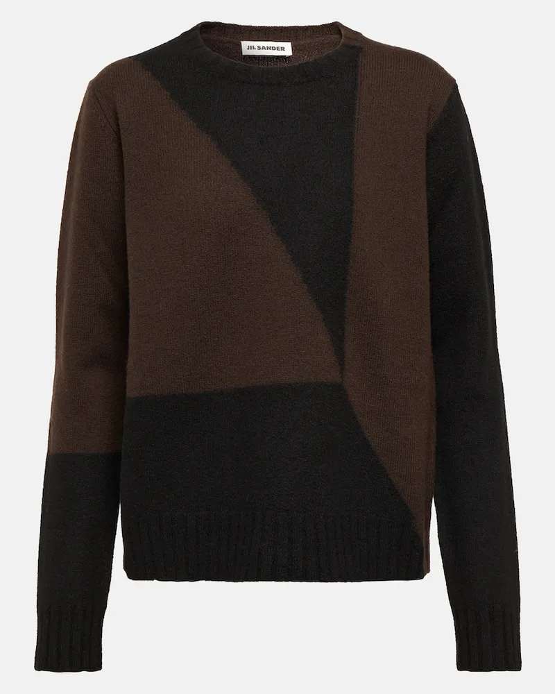Jil Sander Pullover in lana vergine con intarsio Multicolore