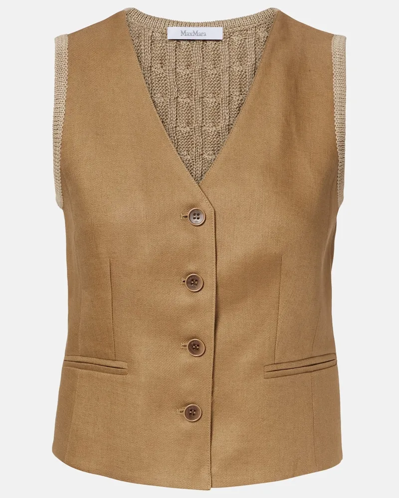 Max Mara Gilet Calibri in lino a trecce Marrone