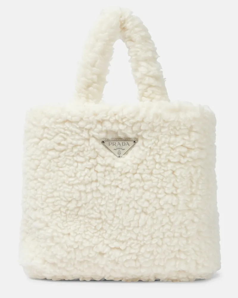 Prada Borsa Small in teddy Bianco