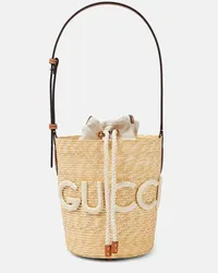 Gucci Secchiello Gucci Summer Small in rafia con pelle Beige