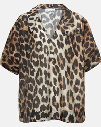 Ganni Top con stampa leopardata Multicolore