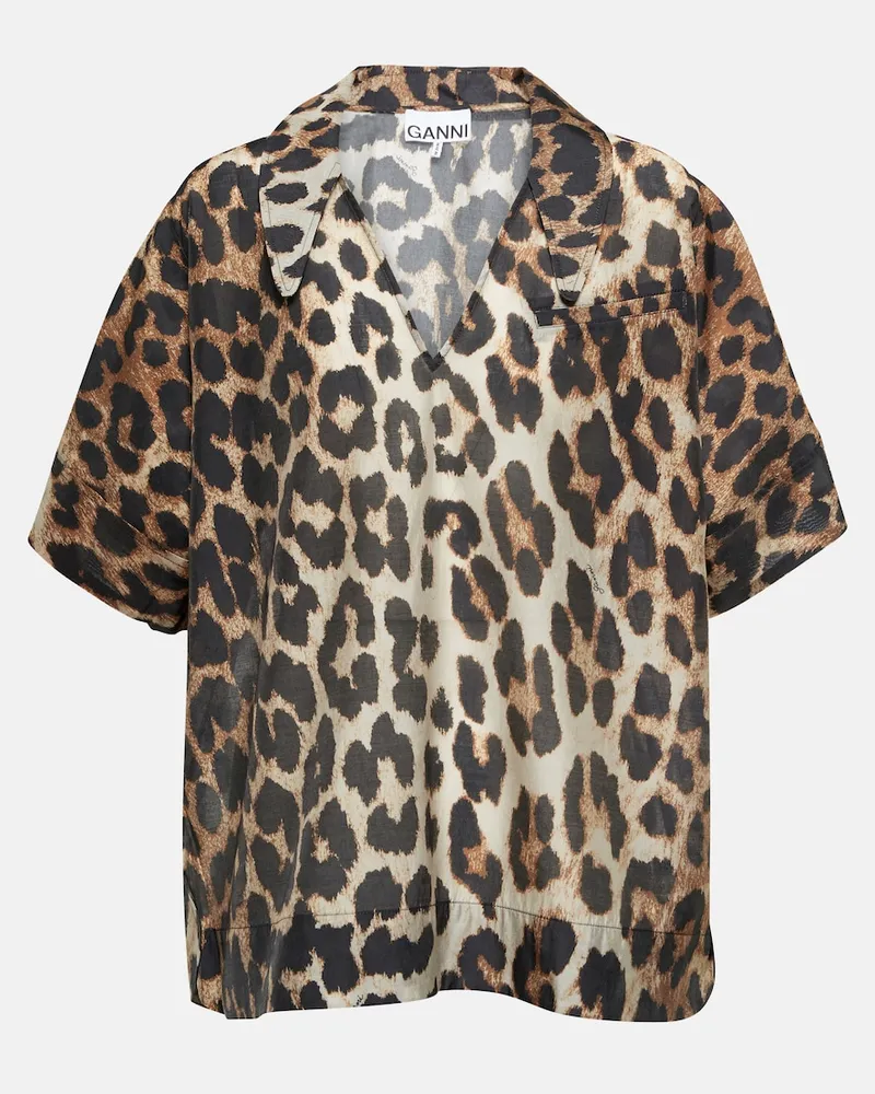 Ganni Top con stampa leopardata Multicolore