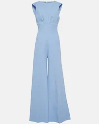 EMILIA WICKSTEAD Jumpsuit flared Whitney in crêpe di lana Blu