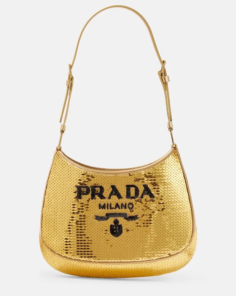 Prada Borsa Cleo Medium con paillettes Oro