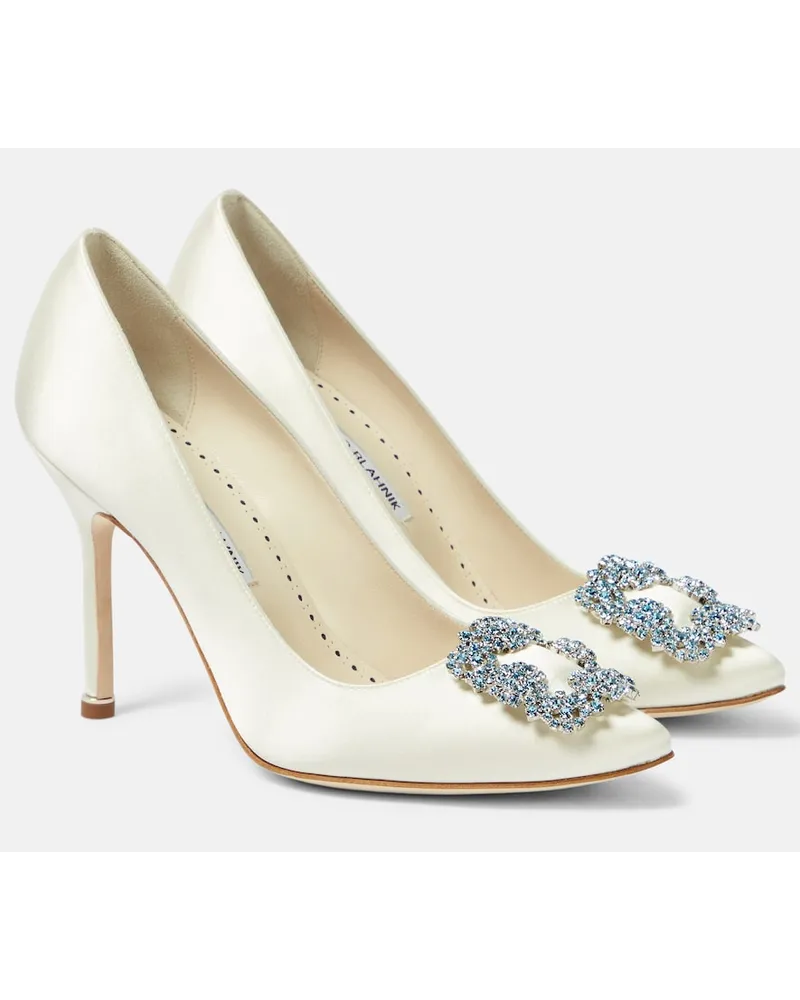 Manolo Blahnik Bridal - Pumps Hangisi 105 in raso Bianco