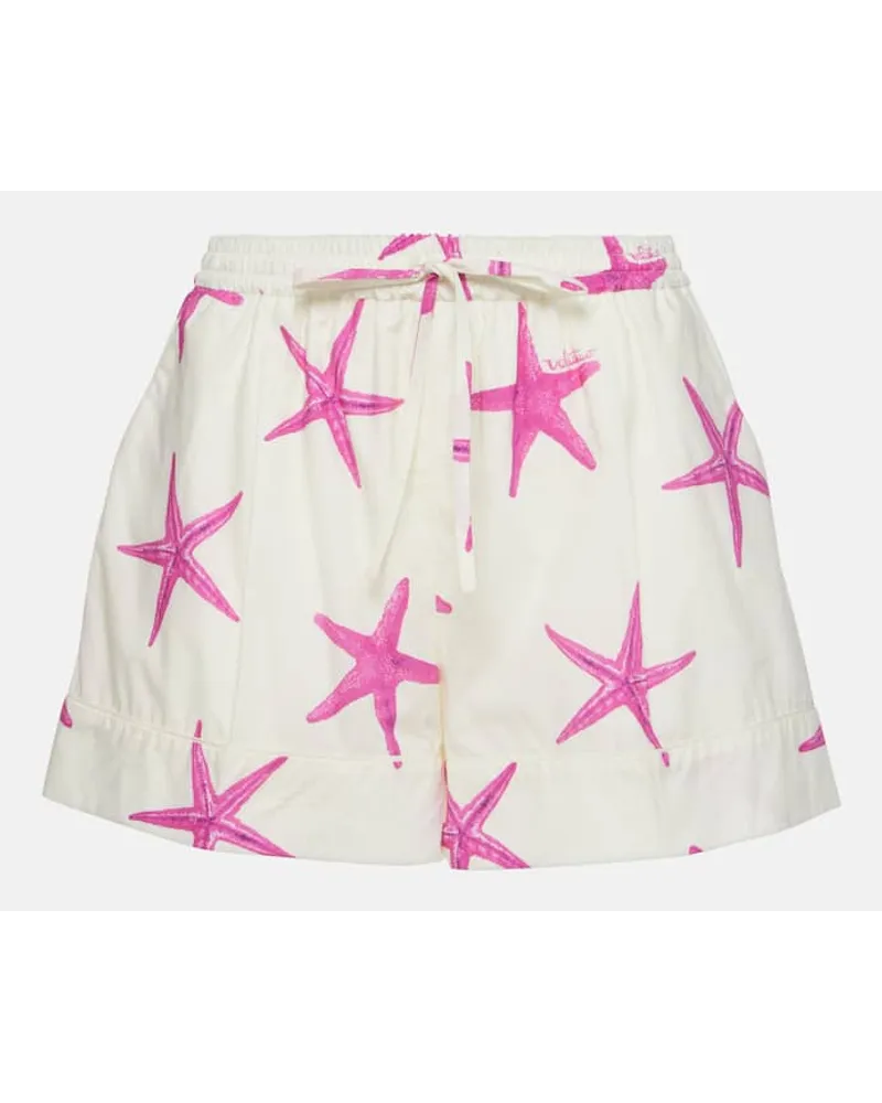 Valentino Garavani Shorts Starfish in popeline di cotone Bianco