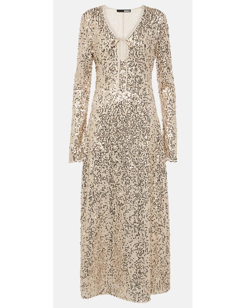 ROTATE Birger Christensen Abito lungo con paillettes Argento