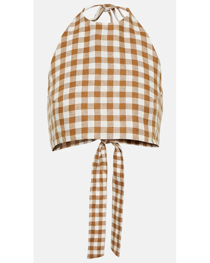 ASCENO Top cropped Marseille a quadri Marrone