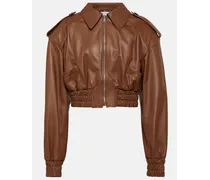 Bomber cropped in pelle