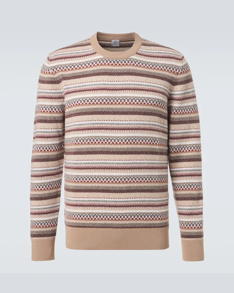 Eleventy Pullover in lana jacquard Marrone