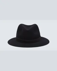 Borsalino Fedora in lana con pelle Nero