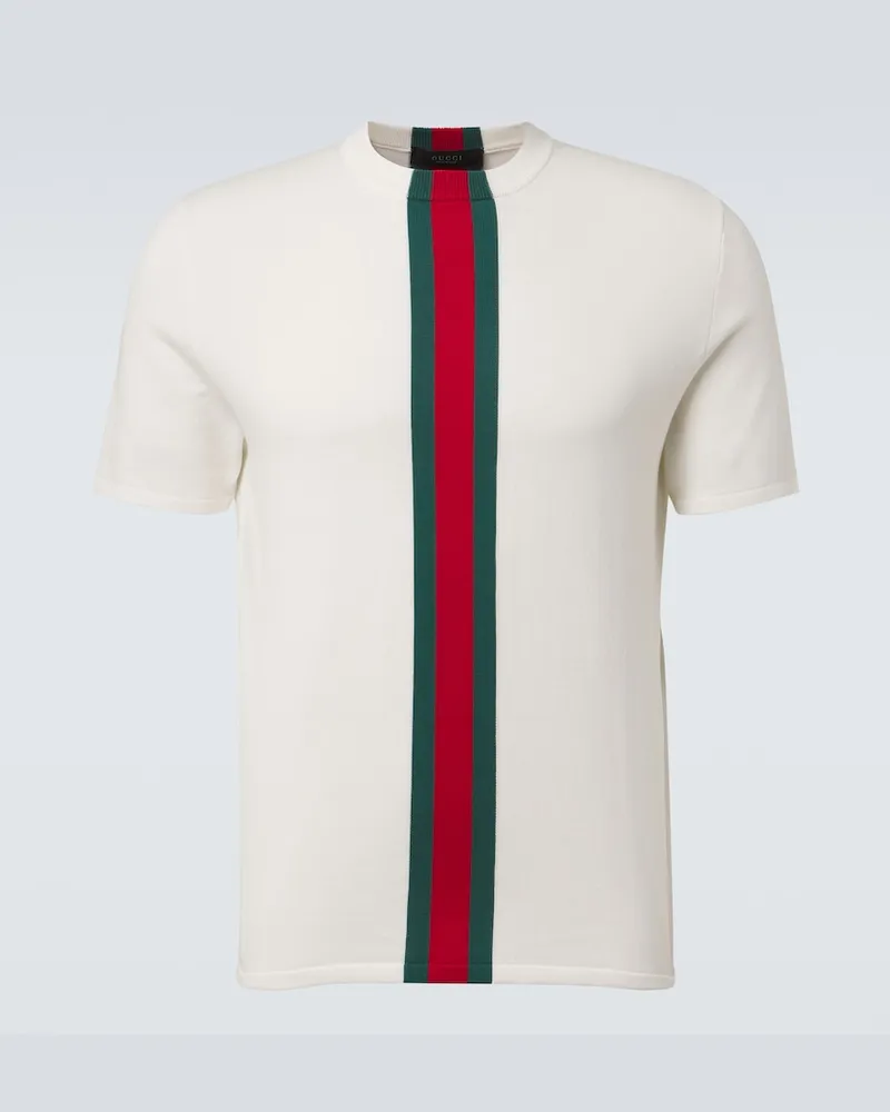 Gucci Pullover Web Stripe in cotone Bianco