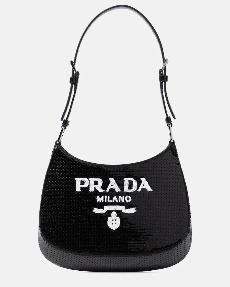 Prada Borsa Cleo Small con paillettes Nero