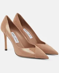 Jimmy Choo Pumps Cass 95 in suede e vernice Neutro