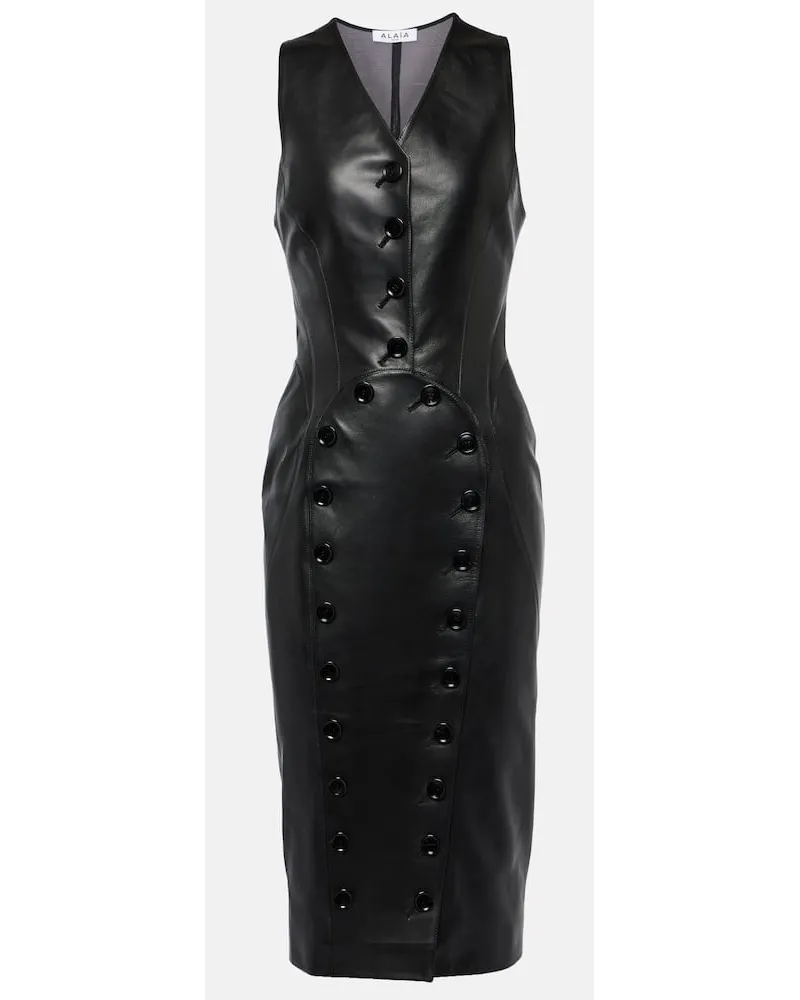 Alaïa AlaÃ¯a Abito midi in pelle Nero