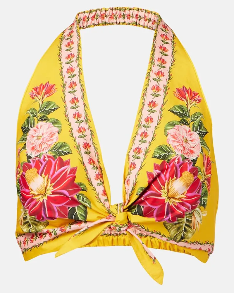 FARM Rio Top cropped Spring Awakening in cotone Giallo