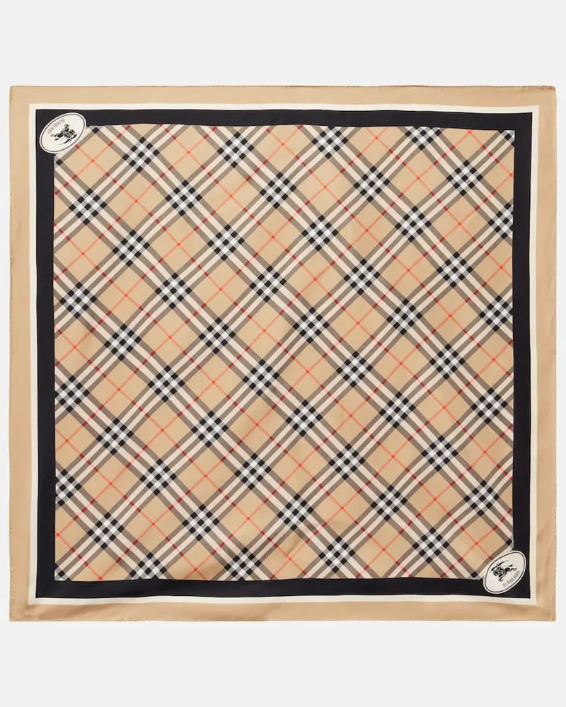 Burberry Sciarpa Burberry Check in twill di seta Beige