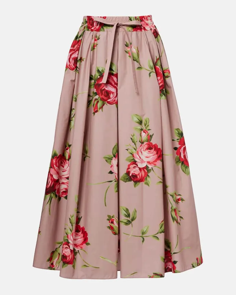 Dolce & Gabbana Gonna midi in cotone con stampa floreale Rosa