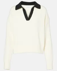 Velvet Pullover stile polo Lucie in cotone Bianco