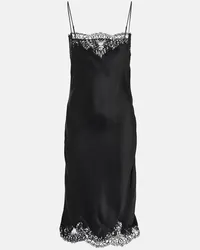 Stella McCartney Abito sottoveste in raso e pizzo Nero