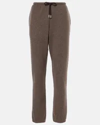 The Row Pantaloni sportivi Teo in cashmere e cotone Marrone