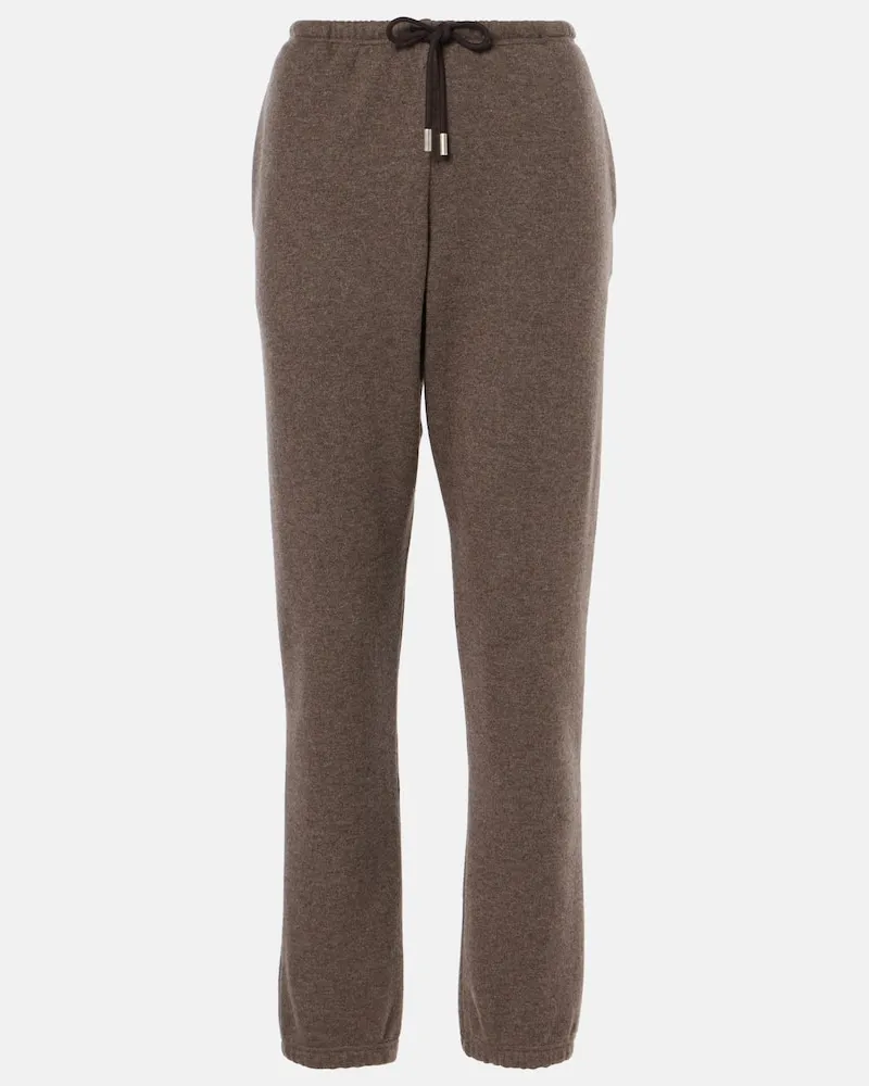 The Row Pantaloni sportivi Teo in cashmere e cotone Marrone