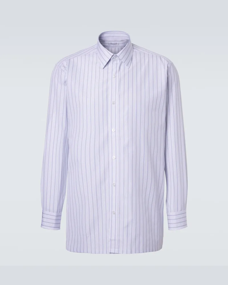 Charvet Camicia in popeline di cotone a righe Bianco