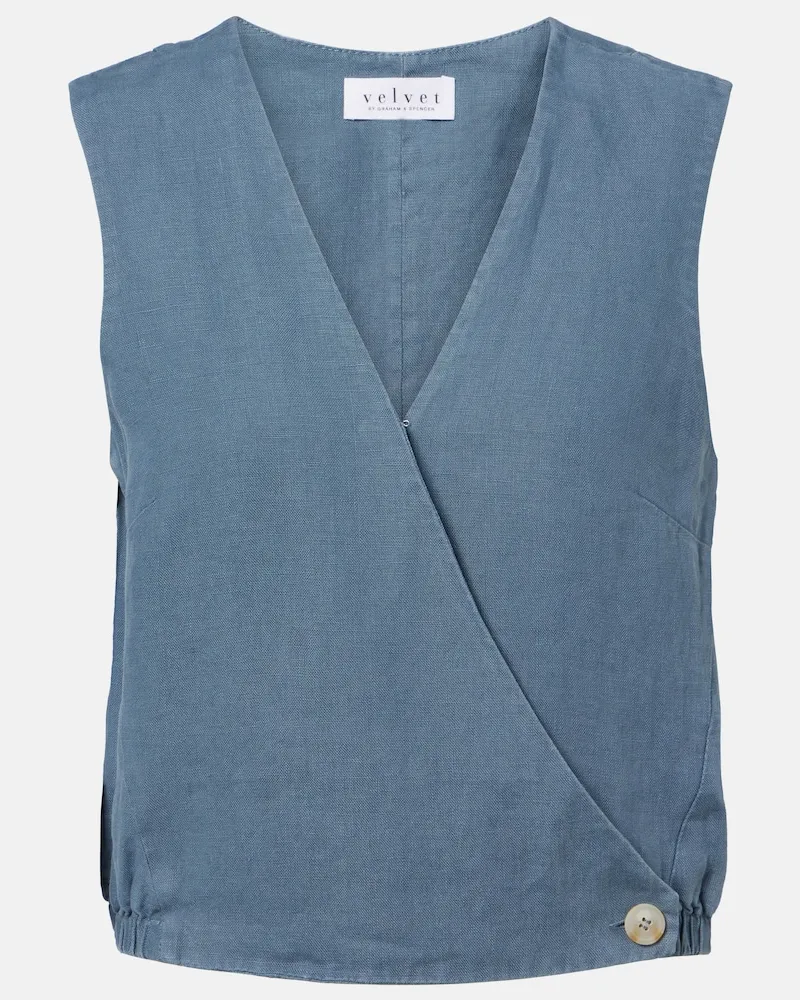Velvet Top Ollie in lino Blu