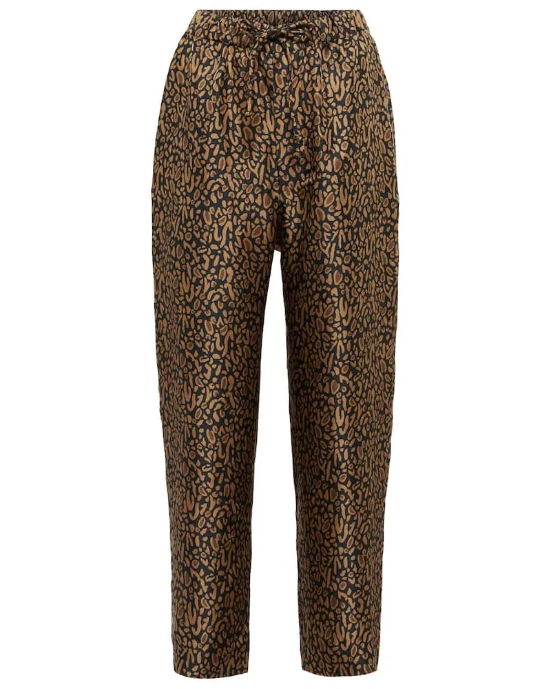 Nanushka Pantaloni in seta con stampa Marrone