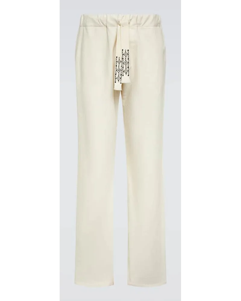 Alanui Pantaloni regular Akasha in misto cotone Bianco