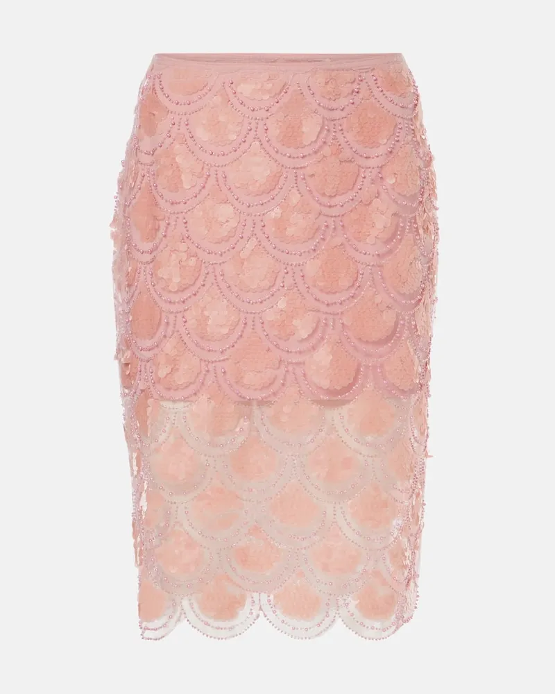 ROTATE Birger Christensen Gonna a tubino con paillettes Rosa