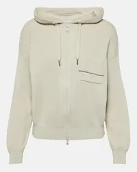 Brunello Cucinelli Cardigan in cotone con zip Bianco