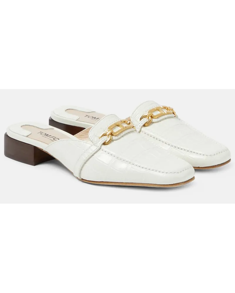 Tom Ford Mules Whiteny in pelle stampata Bianco