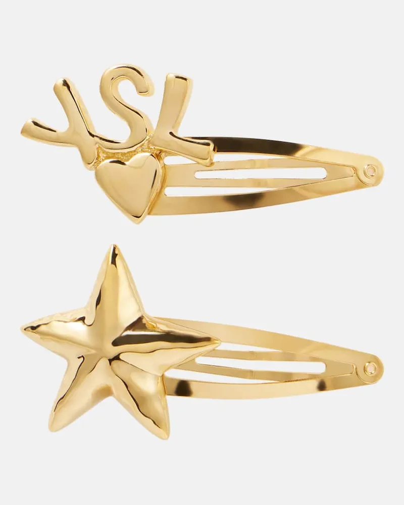 Saint Laurent Set di 2 fermacapelli Cassandre Oro