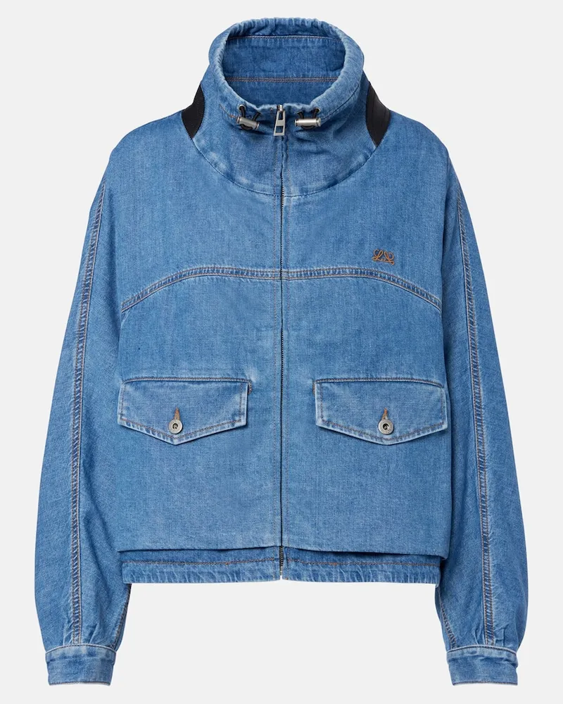 Loewe Giacca di jeans con pelle Blu