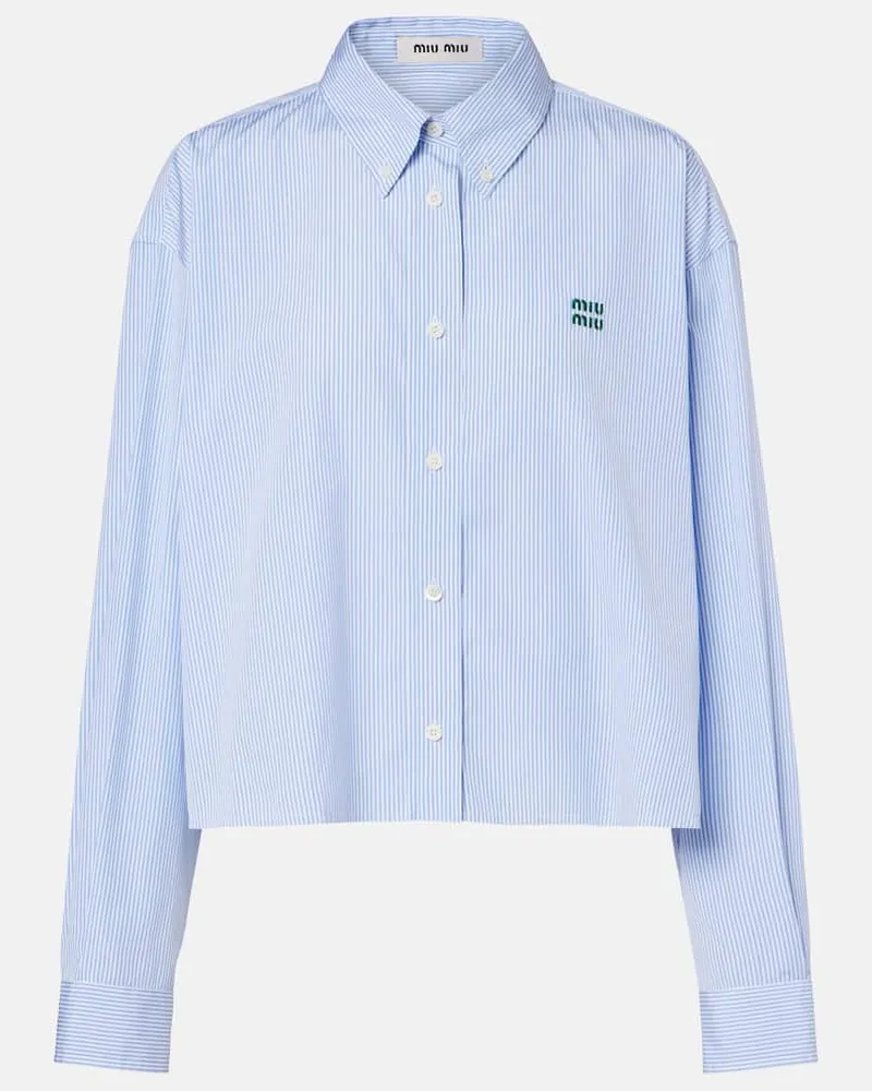 Miu Miu Camicia in popeline di cotone a righe Blu