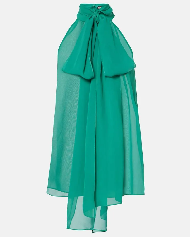 Tom Ford Top in georgette di seta Verde