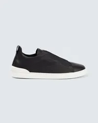 Ermenegildo Zegna Sneakers Triple Stitch in pelle Nero