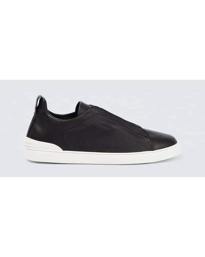 Ermenegildo Zegna Sneakers Triple Stitch in pelle Nero