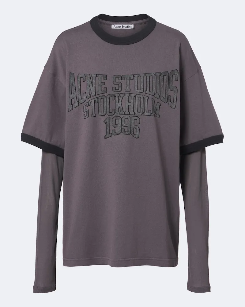 Acne Studios T-shirt in jersey di cotone con stampa Grigio