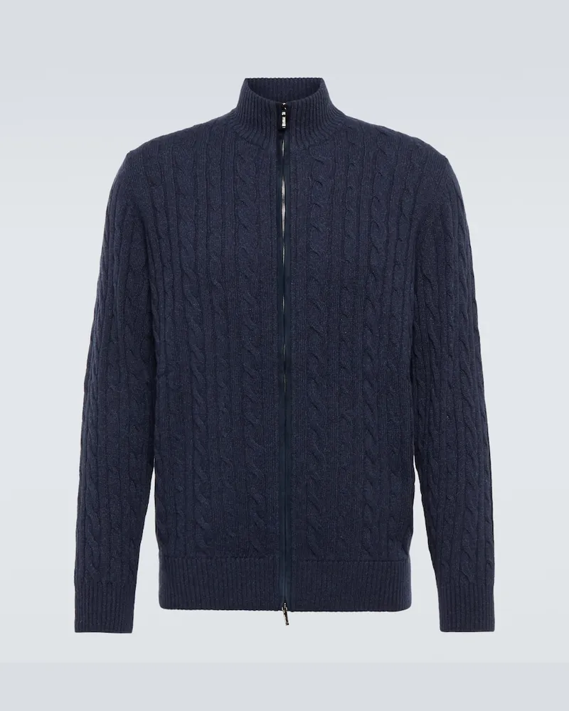 Loro Piana Cardigan in cashmere a trecce Blu