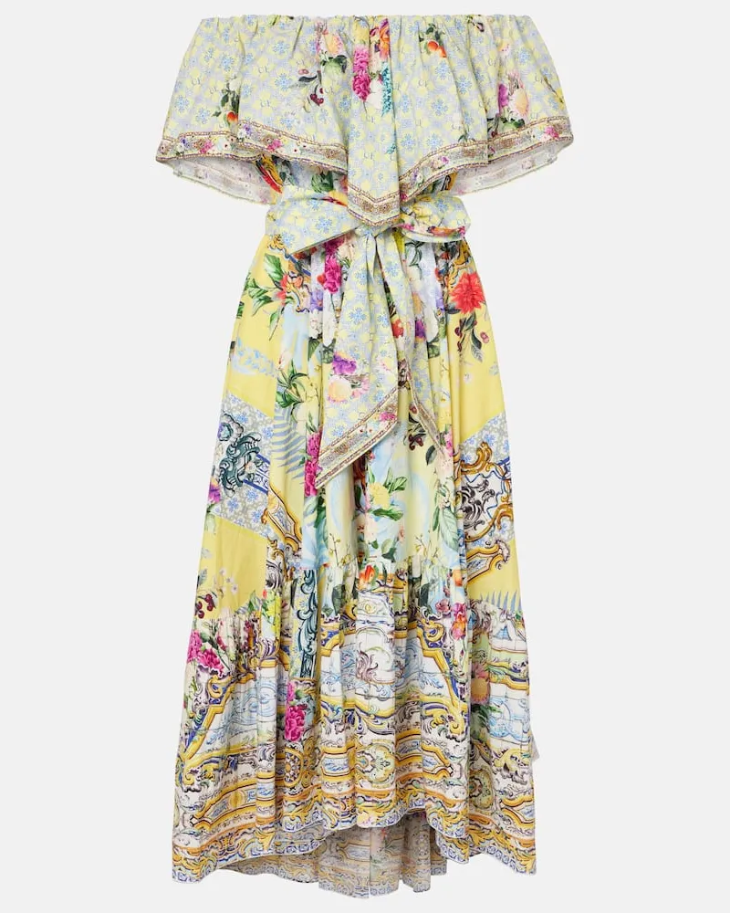 Camilla Abito midi Flor FantÃ¡stica in cotone Giallo