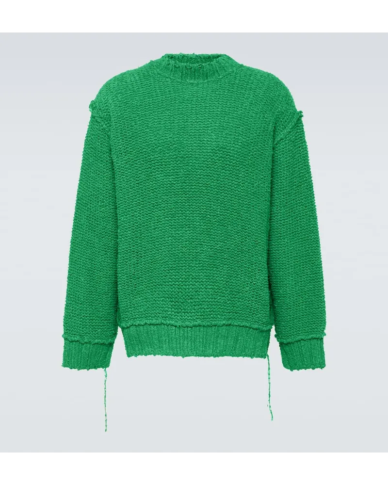 Sacai Pullover distressed in cotone Verde