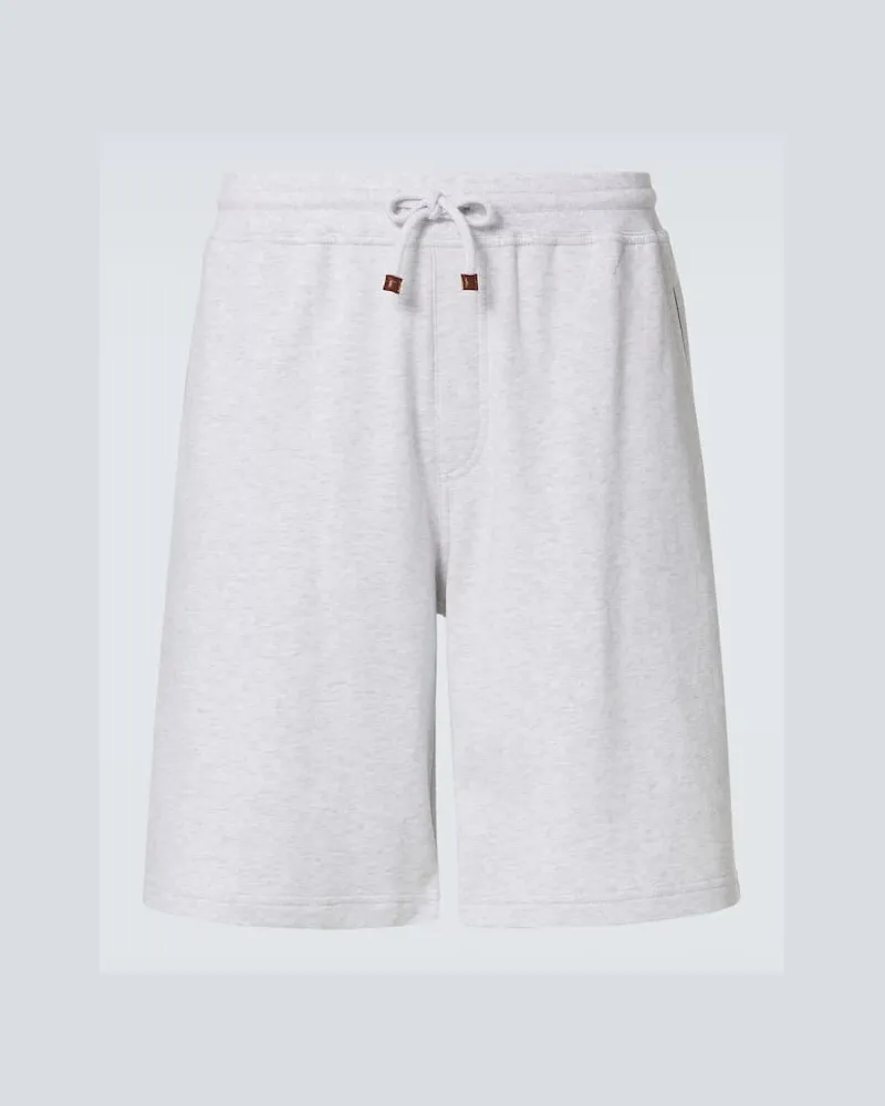 Brunello Cucinelli Shorts in jersey di misto cotone Grigio