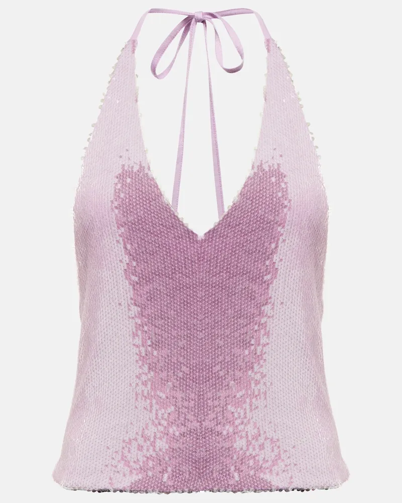ROTATE Birger Christensen Top con scollo allâamericana e pailletts Viola