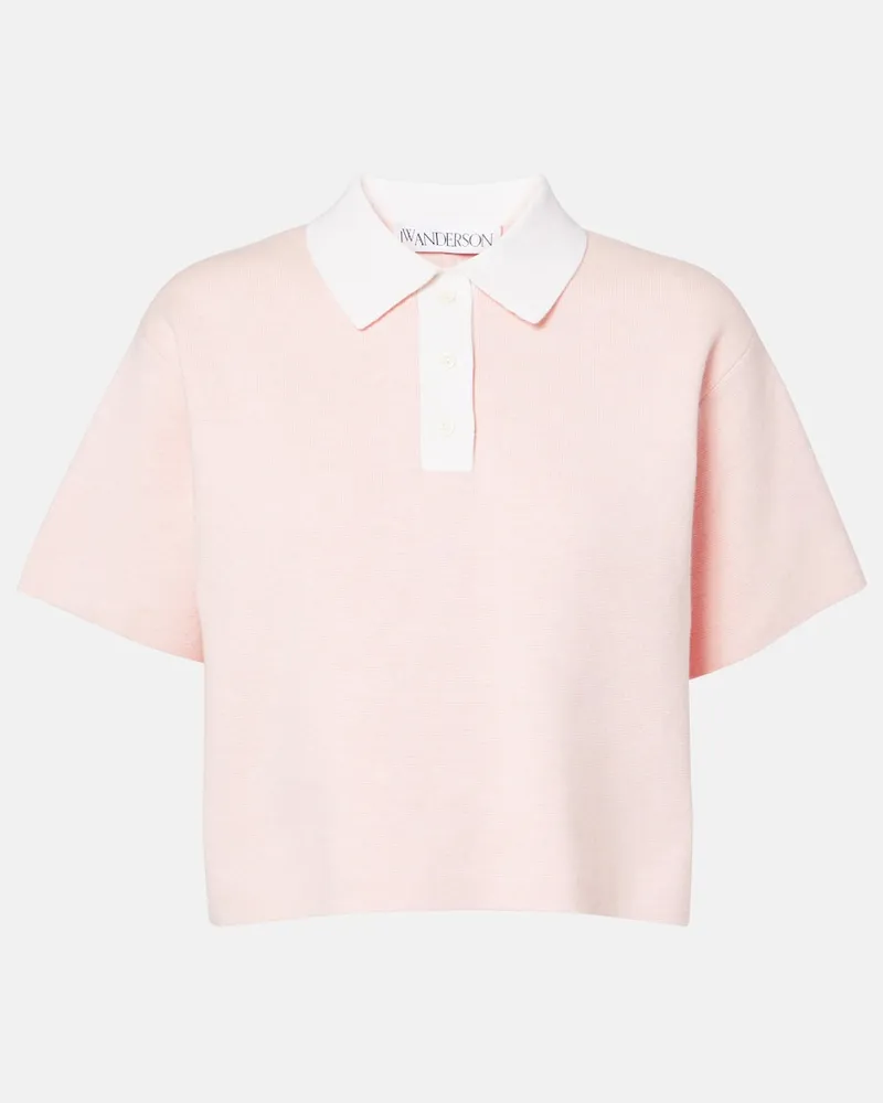 J.W.Anderson Polo cropped in cotone e cashmere Rosa